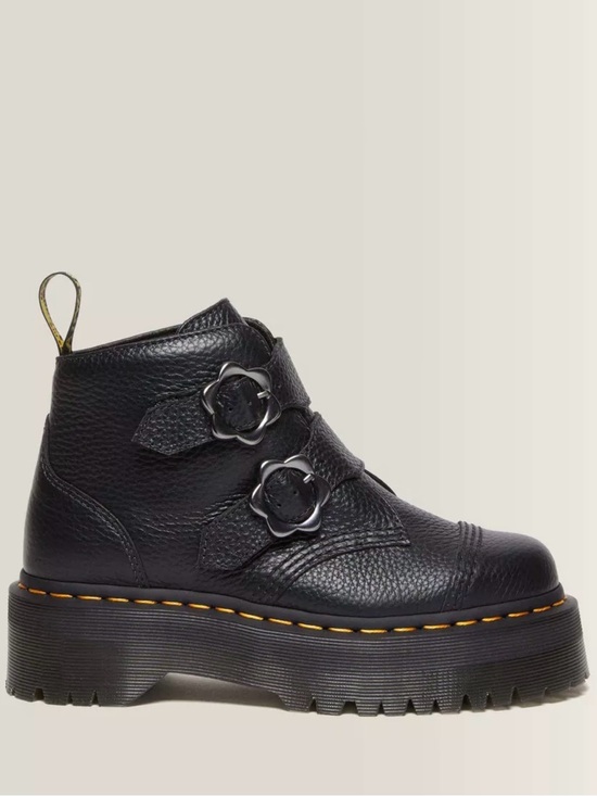 Dr. Martens Shoes - Dr. Martens Black Pebbled Leather Double-Buckle Platform Ankle Boot NWOT